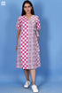 Slub Cotton Classic Wrap Dress In Graphic Block Print