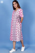 Slub Cotton Classic Wrap Dress In Graphic Block Print
