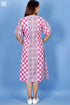 Slub Cotton Classic Wrap Dress In Graphic Block Print