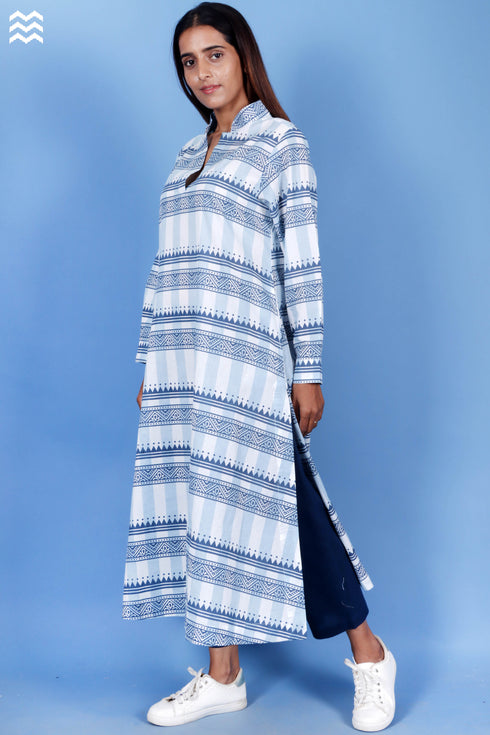 Cambric Cotton Boss Kurta In Graphic Print