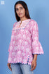 Mulmul Cotton Pushkar Top In Floral Block Print