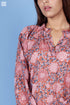 Mulmul Cotton Poiret Top In Floral Block Print