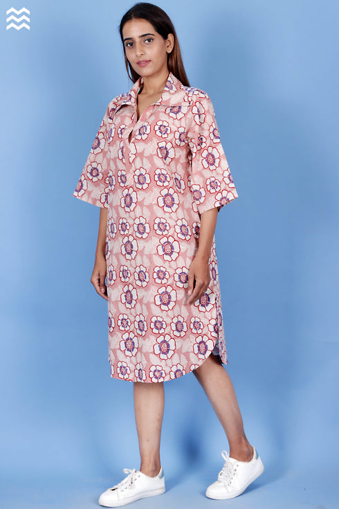 Slub Cotton Doctorwallah Top In Floral Block Print