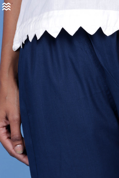 Khaadi Cotton Paneled Pant In Indigo