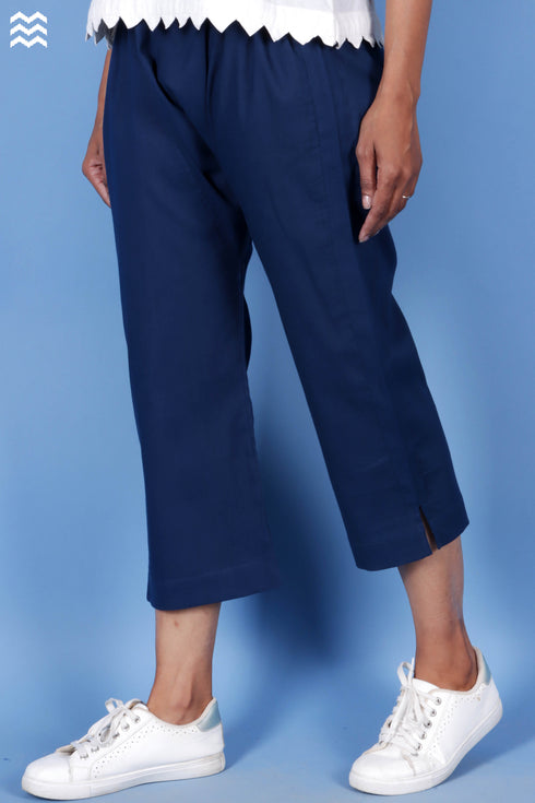 Khaadi Cotton Paneled Pant In Indigo