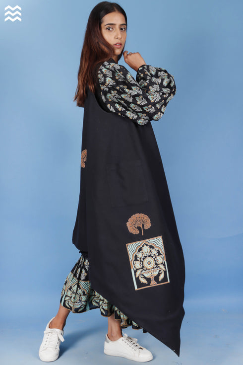 Khaadi Cotton Percy Overlay Jacket In Black