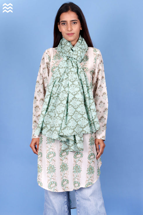 Mulmul Cotton Wrap In Block Print