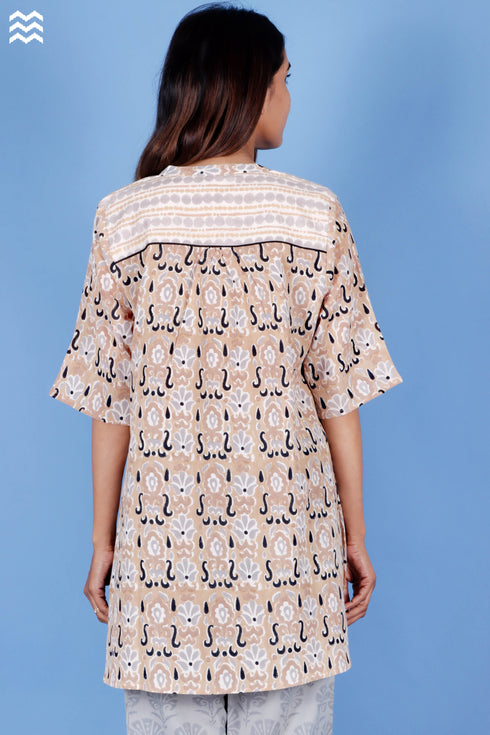 Crepe Cotton Phil Top In Block Print