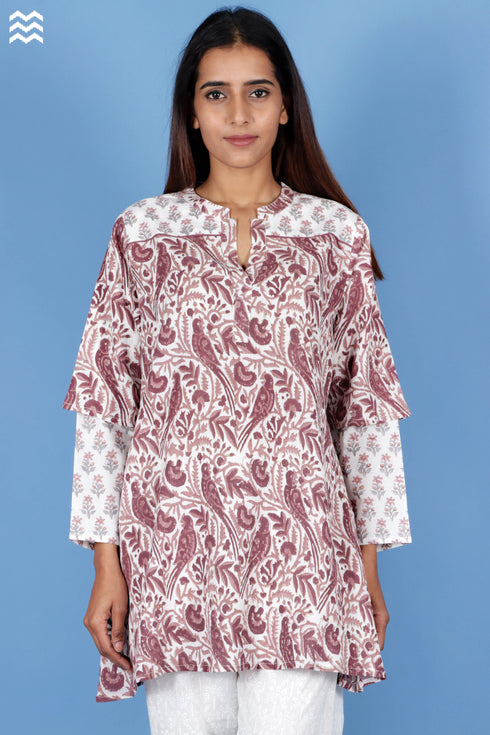 Crepe Cotton Phil Top In Block Print