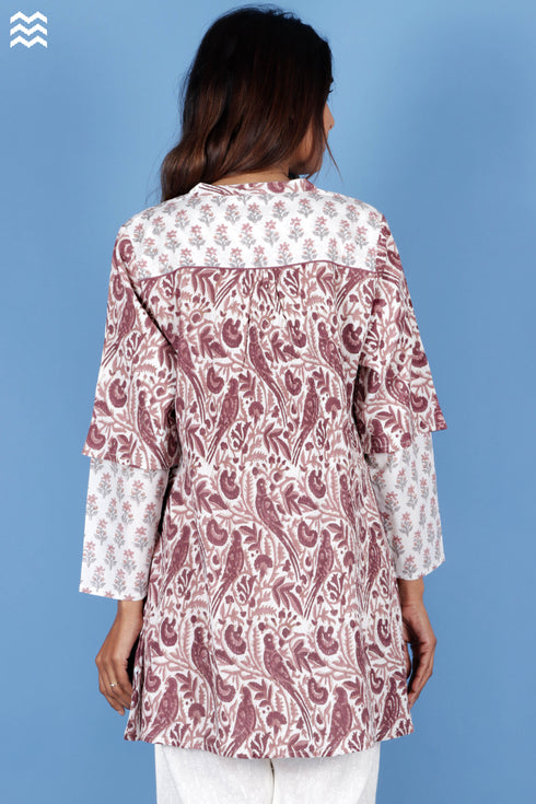 Crepe Cotton Phil Top In Block Print
