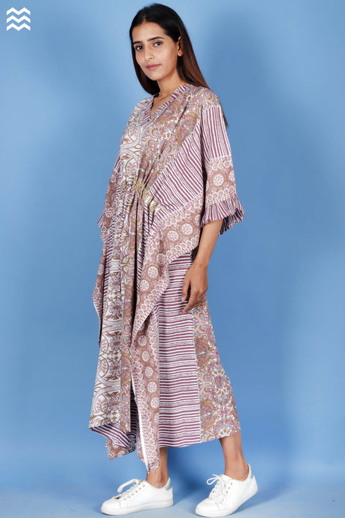 Rayon Caftan In Block Print