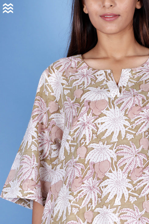 Cambric Cotton Uma Top in Block Print