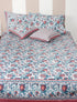 20s Cotton Bedcover in Pink & Indigo Floral Jaal Print