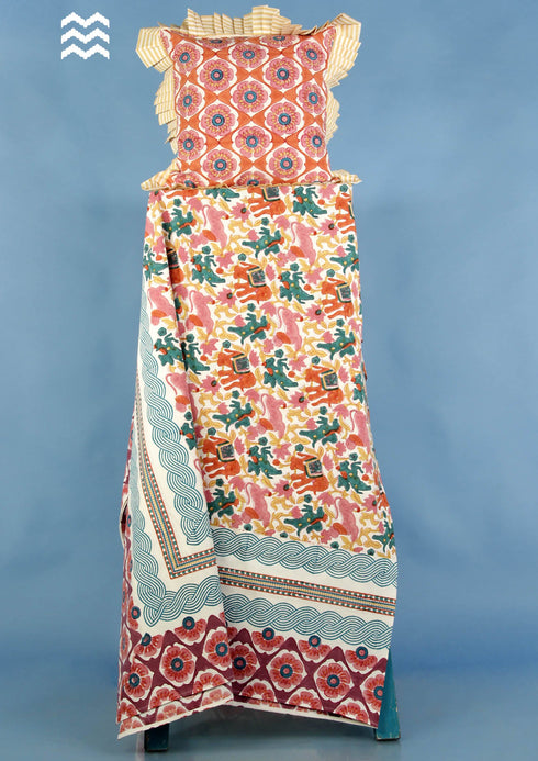 20s Cotton Bed Cover In Graphic Block Print