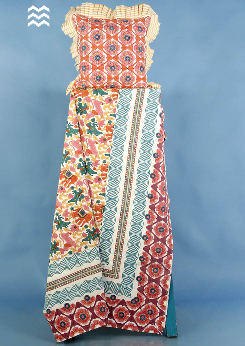 20s Cotton Bed Cover In Graphic Block Print