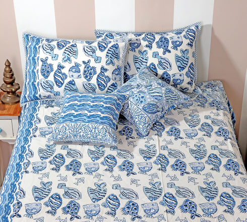 20s Cotton Bed CoverIn GraphicBlock Print