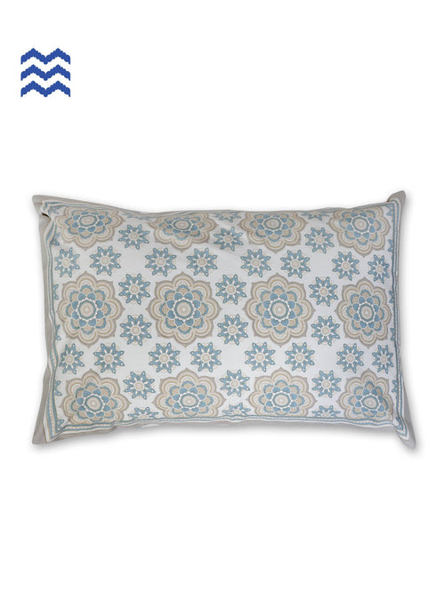 40s Cotton Pillow Cover In Graphic Block Print