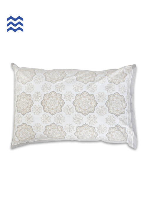 40s Cotton Pillow Cover In Graphic Block Print