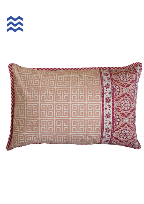 40s Cotton Pillow Cover in Dusty Pink Block Prints