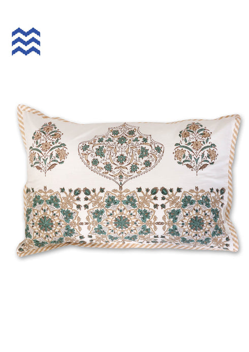 40s Cotton Pillow Cover In Graphic Block Print