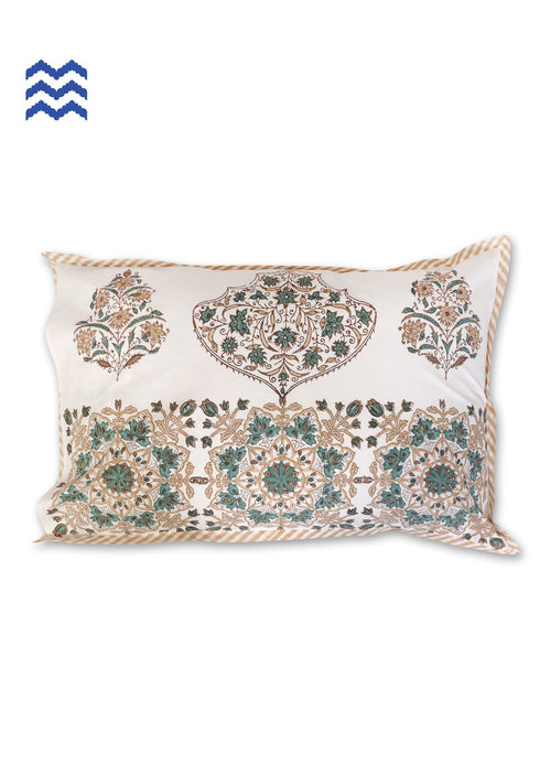 40s Cotton Pillow Cover In Graphic Block Print