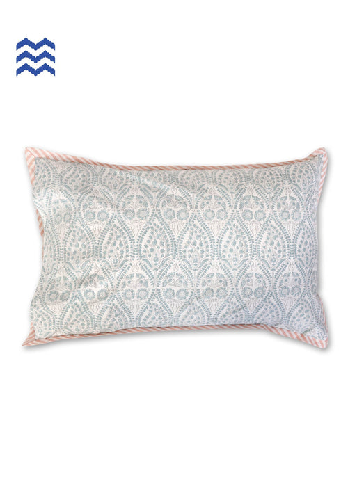 40s Cotton Pillow Cover in Floral Block Print