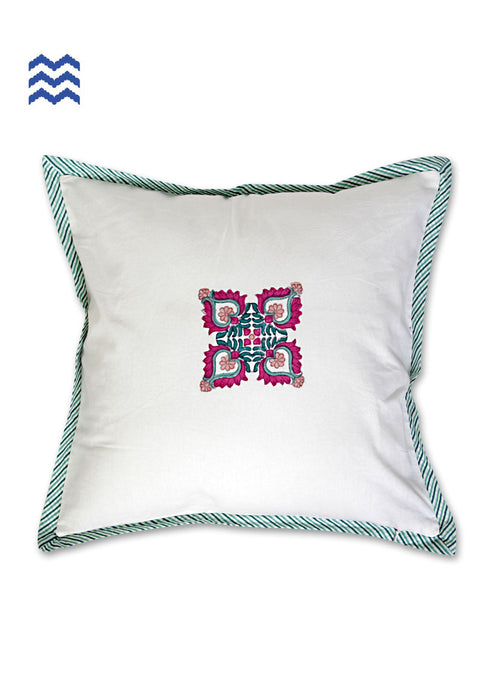 20s Cotton Cushion Cover in Chalky Pink Hand Block Prints