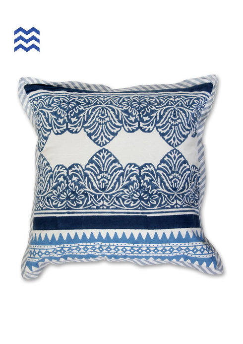 20s Cotton Cushion Cover in Blue Hand Block Prints
