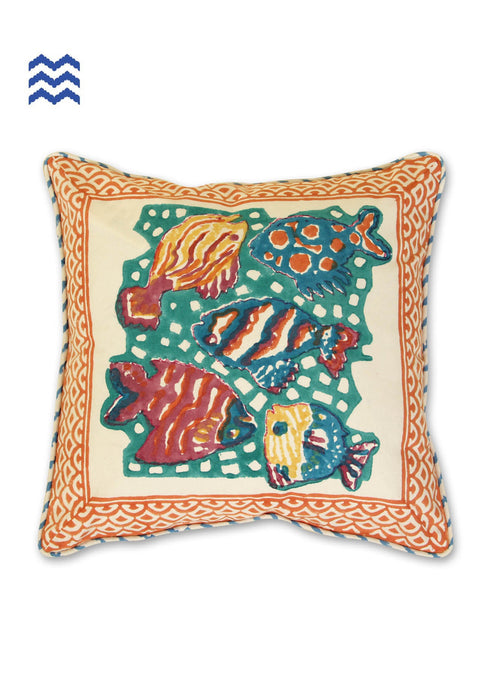 20s Cotton Cushion CoverIn GraphicBlock Print