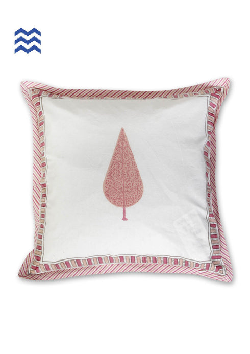 20s Cotton Cushion Cover in Floral Block Print