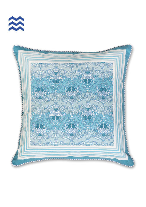 20s Cotton Cushion Cover In TealFloral Print