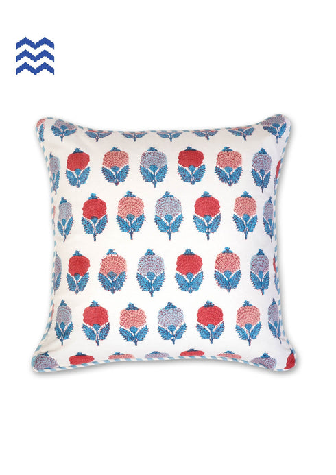 20s Cotton Cushion Cover in Floral Block Print