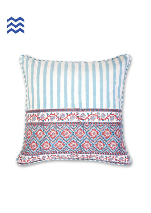 20s Cotton Cushion Cover in Floral Block Print