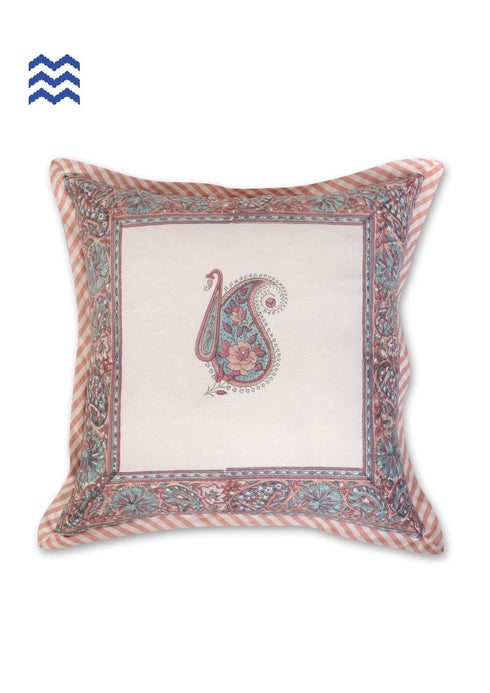 20s Cotton Cushion Cover in Floral Block Print