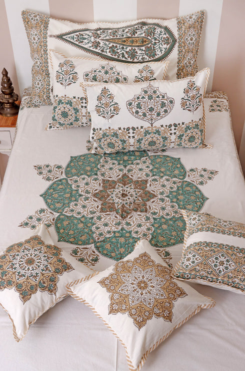 20s Cotton Cushion Cover In Graphic Block Print