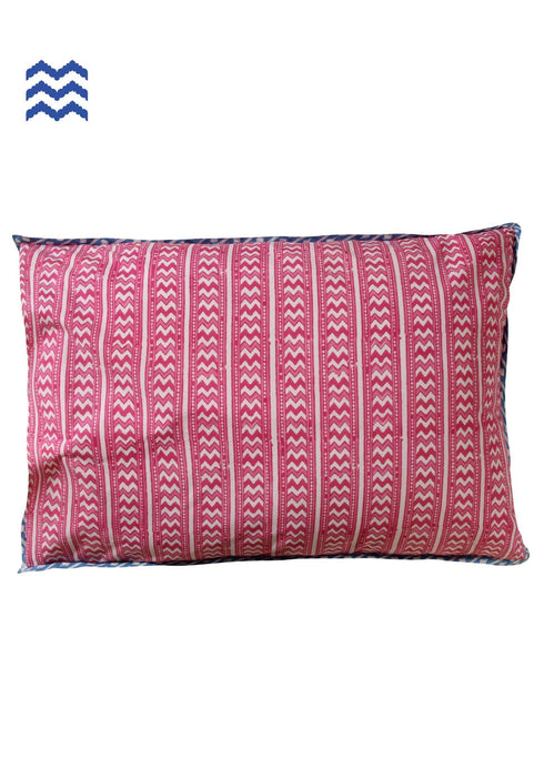 40s Cotton Pillow Cover In Multi Coloured Floral Abstract Block Print