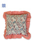 20s Cotton Cushion Cover With Frills In Floral Block Print