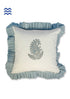 20s Cotton Frilled Cushion Cover In Graphic Block Print
