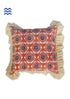 20s Cotton Frilled Cushion Cover In Graphic Block Print