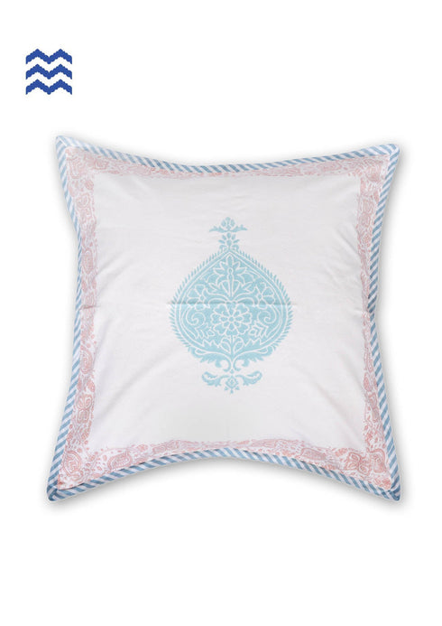 20s Cotton Cushion Cover in Floral Block Print