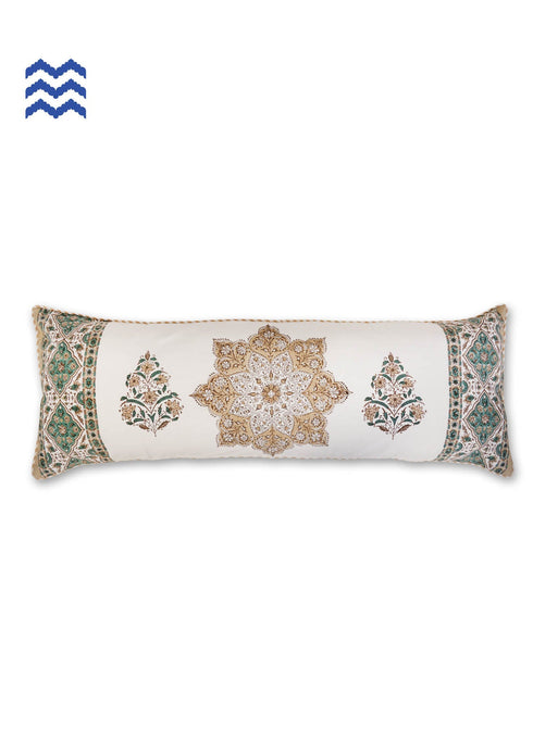 20s Cotton Lumbar Cushion Cover In Graphic Block Print
