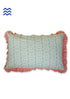 40s Cotton Pillow Cover With Frills In Dijon Yellow And Baby Blue Abstract Print