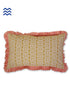 40s Cotton Pillow Cover With Frills In Dijon Yellow And Baby Blue Abstract Print