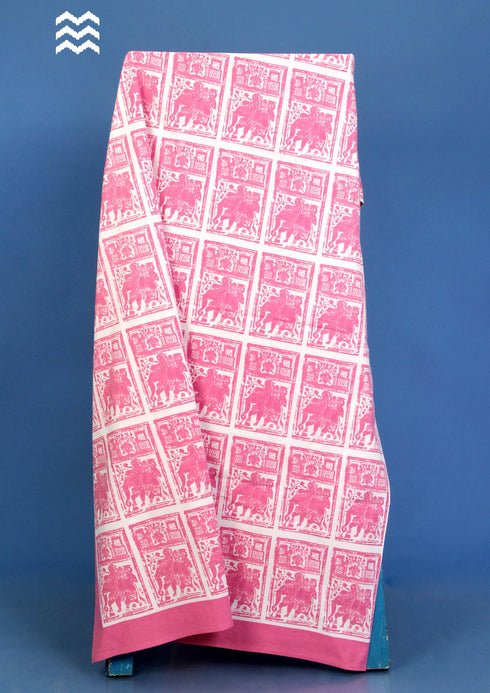 20s Cotton Bed Cover In Graphic Block Print