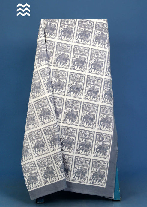 20s Cotton Bed Cover In Graphic Block Print