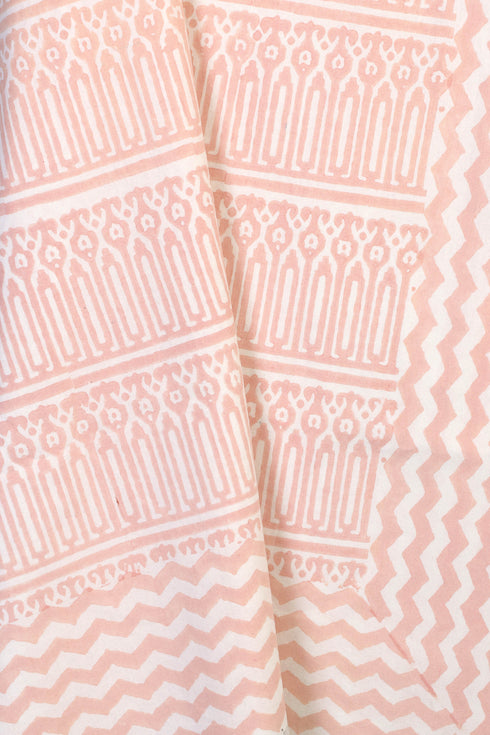 20s Cotton Bed Cover In Zigzag Block Print