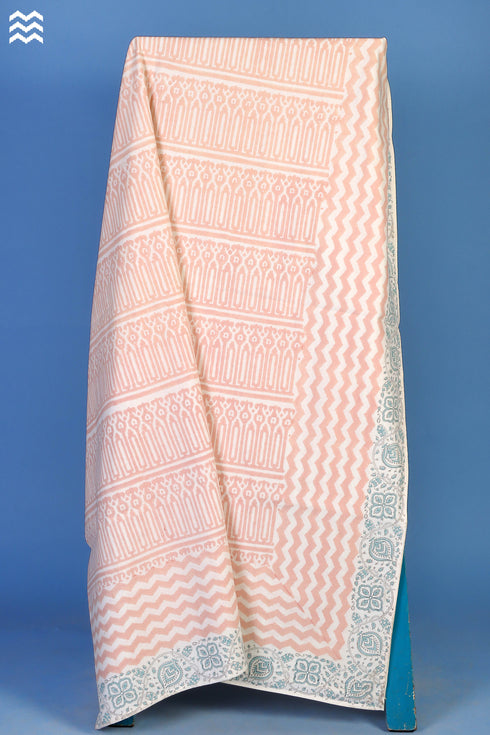 20s Cotton Bed Cover In Zigzag Block Print