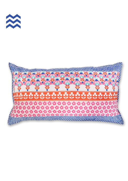 20s Cotton Large Cushion Cover In Graphic Block Print