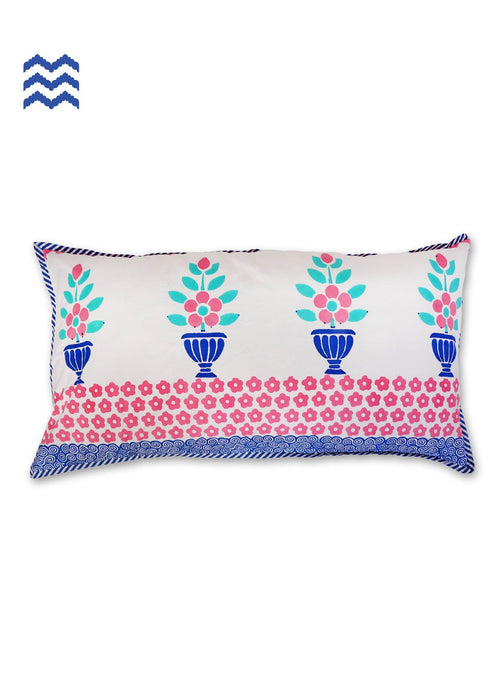 20s Cotton Large Cushion Cover In Graphic Block Print