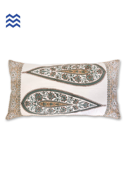 20s Cotton Lumbar Cushion Cover In Graphic Block Print